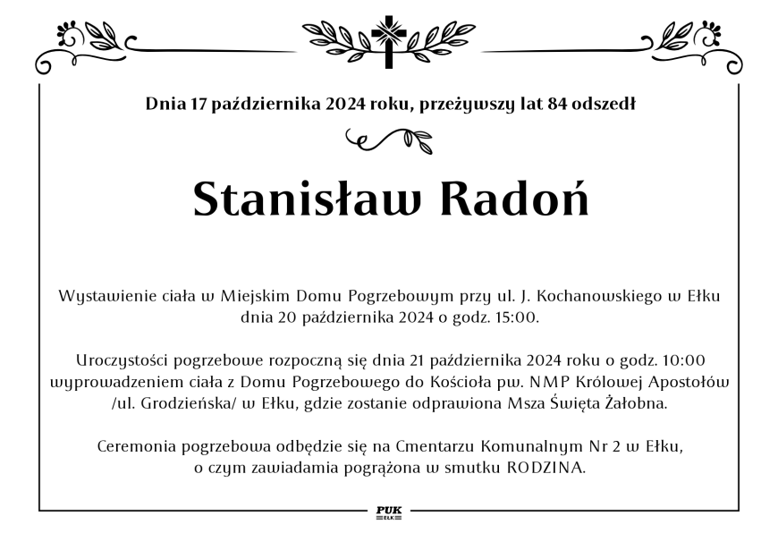 Stanisław Radoń - nekrolog